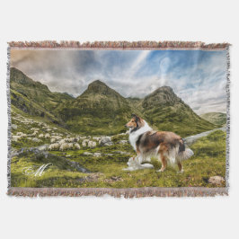 Cobertor Sable Rough Collie, Lamb & Sheep - Personalizado