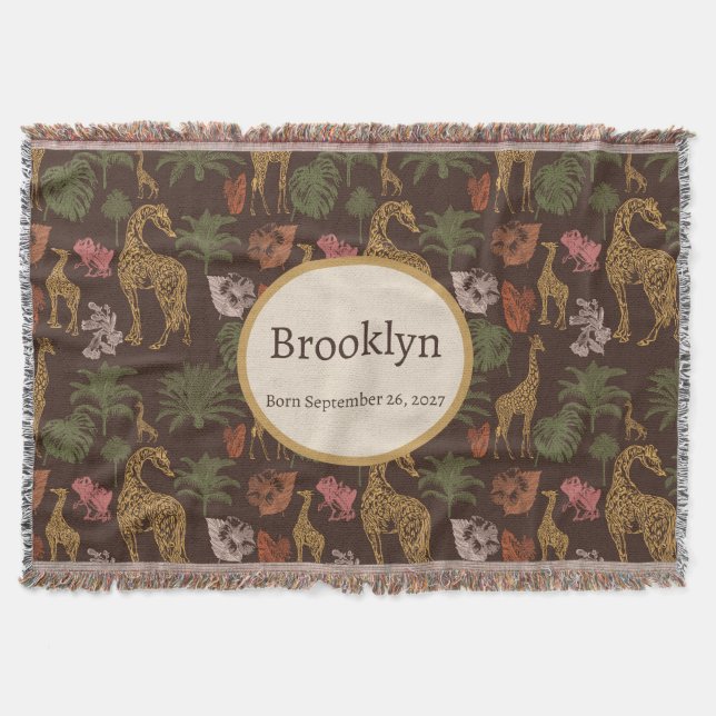 Cobertor Safari Giraffe & Tropical Leaves Nursery (Frente)