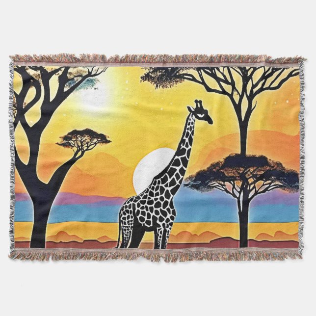 Cobertor Safari Sunset: Giraffe's Embrace (Frente)