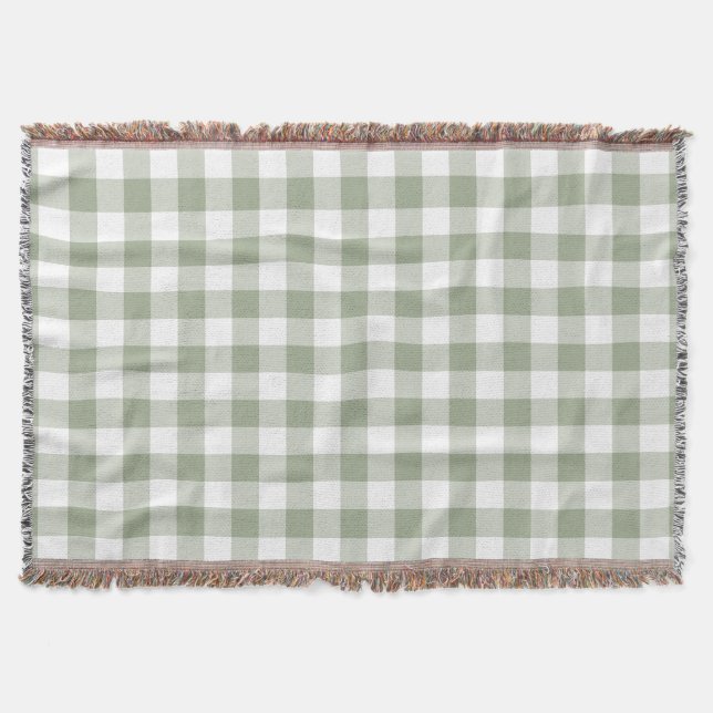 Cobertor Sage Green Gingham Check Rustic (Frente)