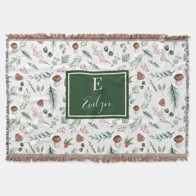 Cobertor Sage Green Holiday Personalized Throw Blanket (Frente)
