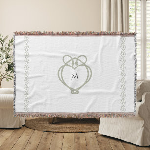 Cobertor Sage Green Irish Celan Swan Love Knot Monograma
