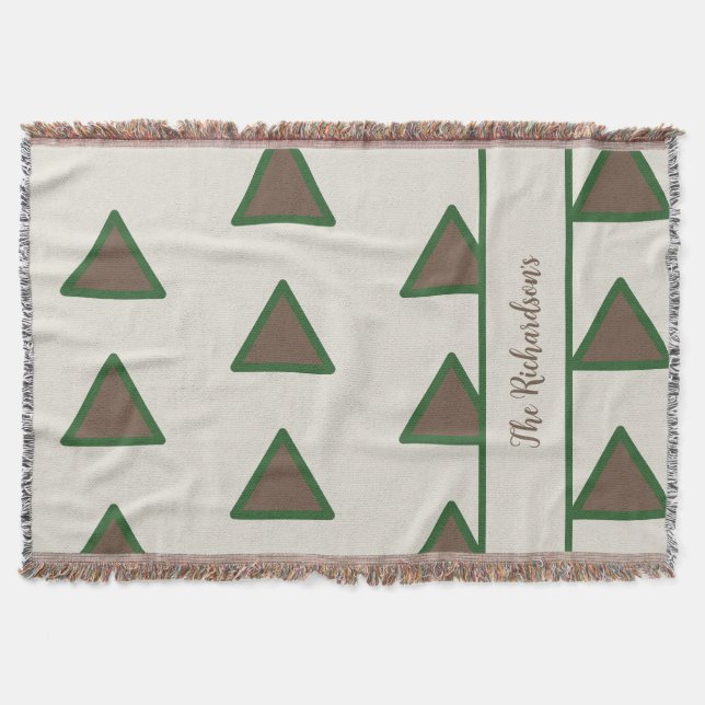 Cobertor Sage Verde Personalizado Taupe Triângulo Moderno C (Frente)