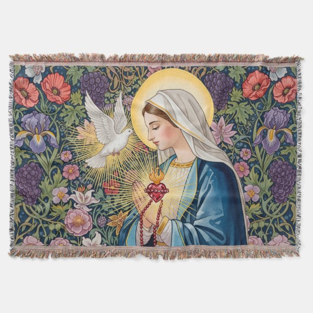 Cobertor Sagrado Coração de Maria, Devoção, Arte Cristã (Frente)