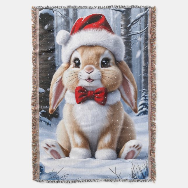 Cobertor Santa Hat Bunny Throw Blanket (Frente Vertical)
