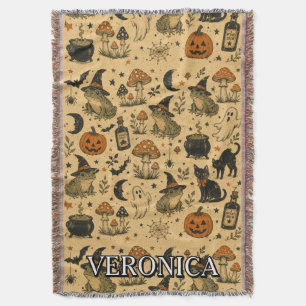 Cobertor Sapo de Halloween Vintage com Nome em Impressão To