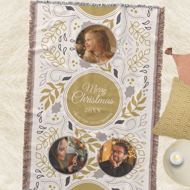 Cobertor Scandinavian Foliage 3 Photo Family Keepsake (Scandinavian Foliage 3 Photo Family Holiday Throw Blanket ©Susanne Sachers - Sunny Mind 🌞)