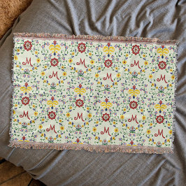 Cobertor Scandinavian Rosemaling Monogram Pattern Nordic