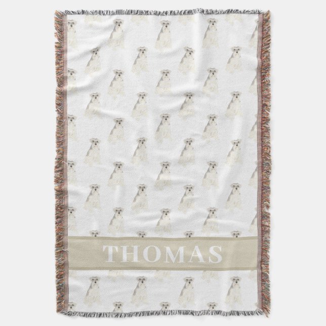 Cobertor Schnauzer (Cinza e Branco) (Frente Vertical)