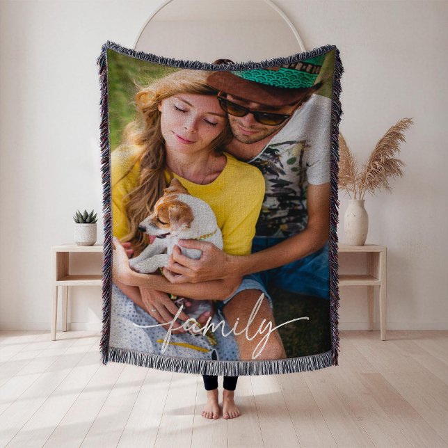 Cobertor Script Family Photo Woven  (Criador carregado)
