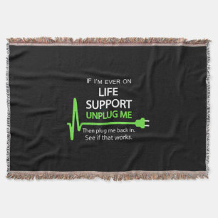 Cobertor Se eu estiver em suporte de vida Camiseta engraçad