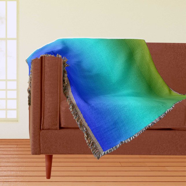 Cobertor Sea and Sky Blue and Green Gradient (Sea and Sky Blue and Green Gradient Throw Blanket)