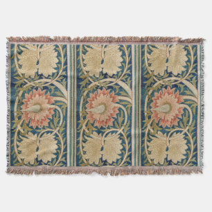 Cobertor Seda Floral Bordada Antiga William Morris Pink