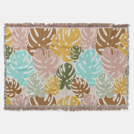 Cobertor Selva de monstera colorida