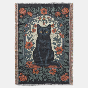 Cobertor Sentado Black Cat Vintage Floral