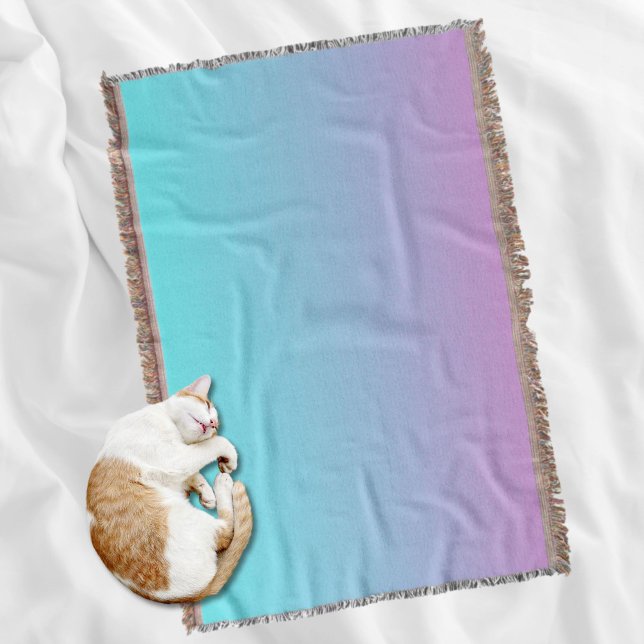 Cobertor Sereia coloração gradiente rosa púrpura aqua ombre (Mermaid colors gradient purple pink aqua ombre throw blanket)