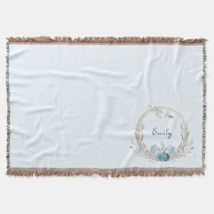 Cobertor Sereia em Aquarela & Coroa Personalizada 