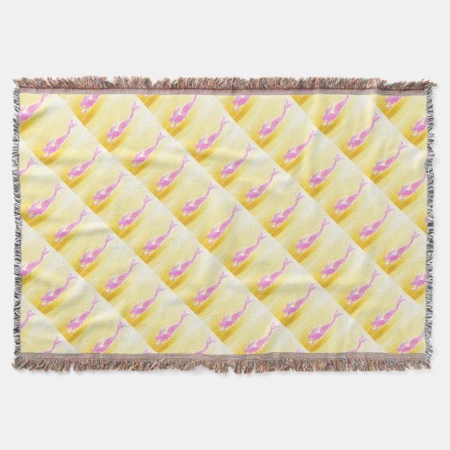 Cobertor sereia rosa submarina nadando amarela (Frente)