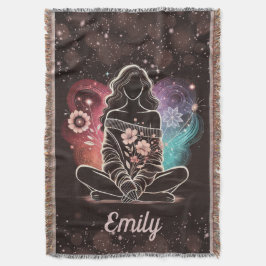 Cobertor Serene Mulher em Sonho Físico Cósmico