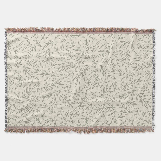 Cobertor Serene Sage Green | Gentle Leaf Whisp (Frente)