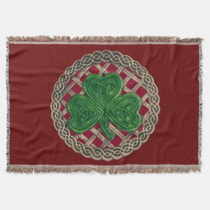 Cobertor Shamrock Vermelho Sobre Nódulos Célticos Jogam C
