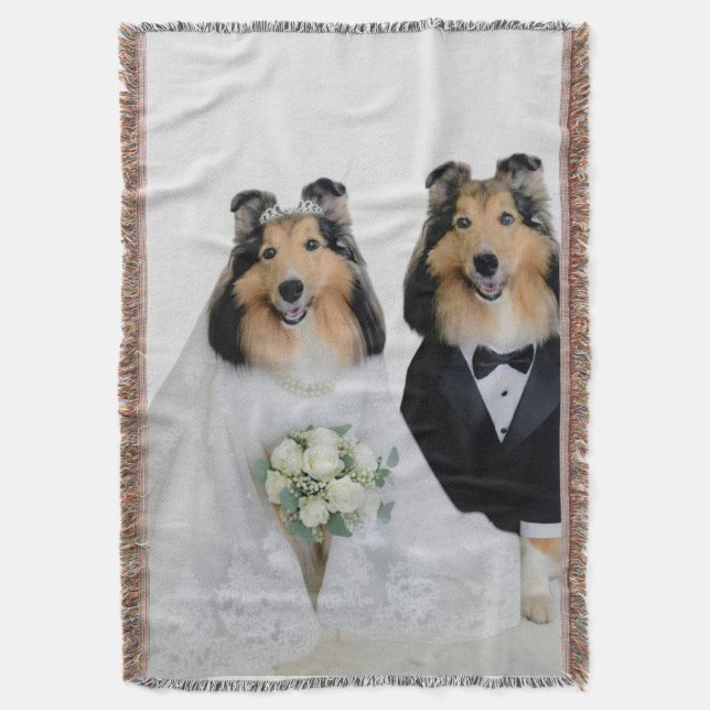 Cobertor Sheltie Bride & Groom (Frente Vertical)