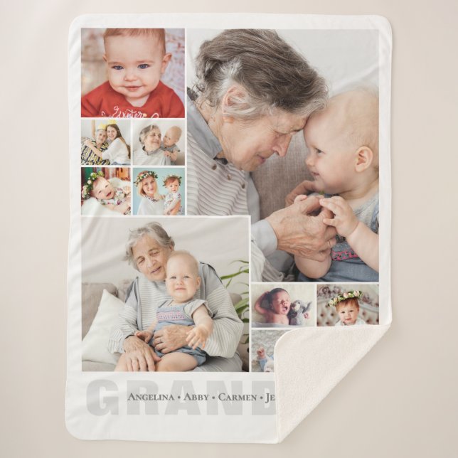Cobertor Sherpa 10-Photo Collage Grandma Gift (Frente)