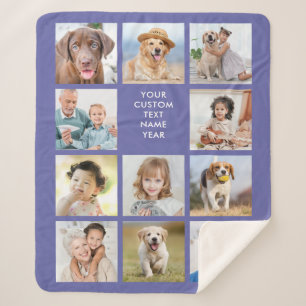 Cobertor Sherpa 11 Colagem de Fotos Personalizada Trendy Periwinkl