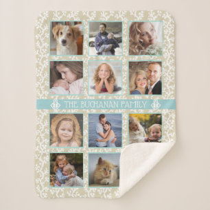 Cobertor Sherpa 12 Família de Fotos Colagem de Praia de Coral Fáci