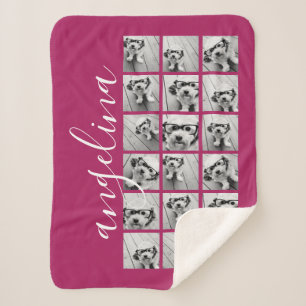 Cobertor Sherpa 18 Colagem de Fotos - CAN EDIT cor de fundo