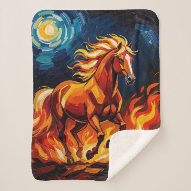 Cobertor Sherpa „2026 – Das Jahr des Feuerpferds“ (Frente)