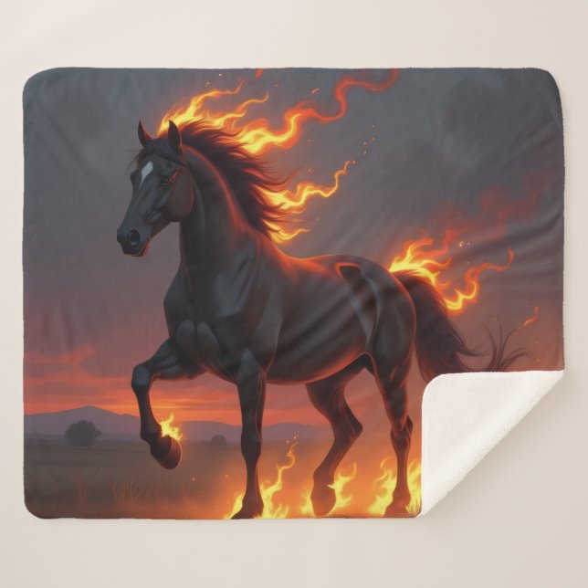 Cobertor Sherpa „2026 – Das Jahr des Feuerpferds“ (Frente (Horizontal))