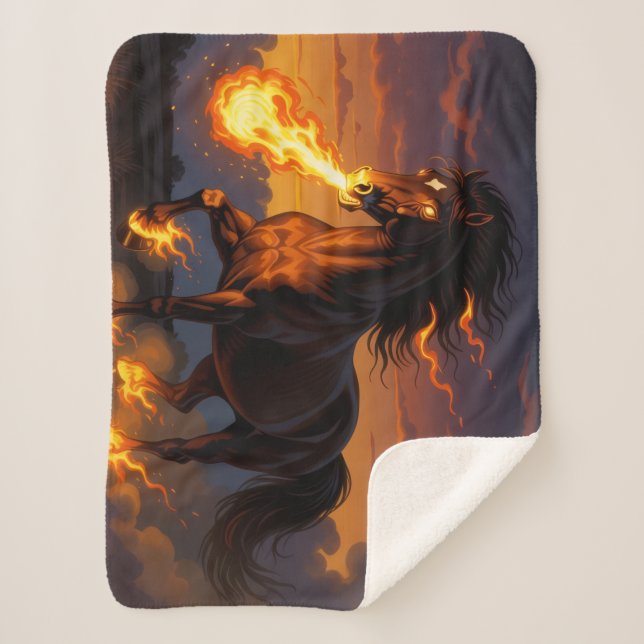 Cobertor Sherpa „2026 – Das Jahr des Feuerpferds“ (Frente)