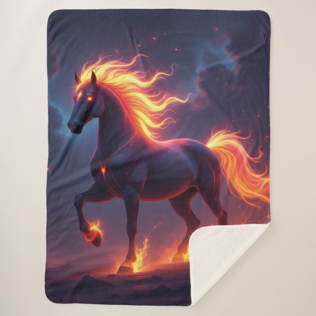 Cobertor Sherpa „2026 – Das Jahr des Feuerpferds“ (Frente)