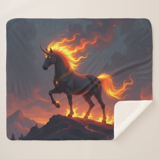 Cobertor Sherpa „2026 – Das Jahr des Feuerpferds“ (Frente (Horizontal))