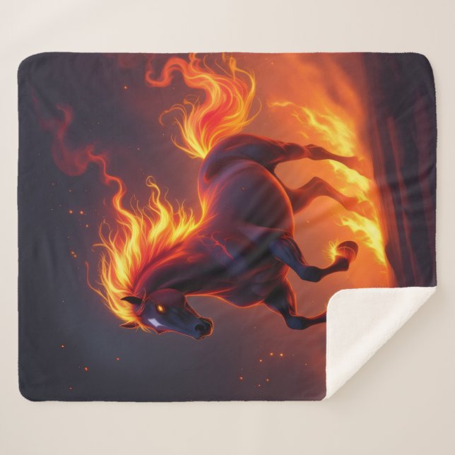 Cobertor Sherpa „2026 – Das Jahr des Feuerpferds“ (Frente (Horizontal))