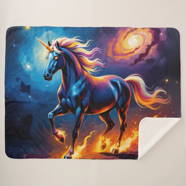 Cobertor Sherpa „2026 – Das Jahr des Feuerpferds“ (Frente (Horizontal))