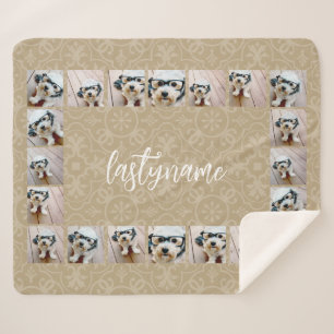 Cobertor Sherpa 20 Colagem de Fotos com o nome de script de padrã