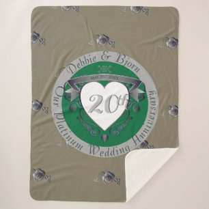 Cobertor Sherpa 20 Emerald Green e Cinza Heart Emblem