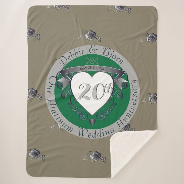 Cobertor Sherpa 20 Emerald Green e Cinza Heart Emblem (Frente)