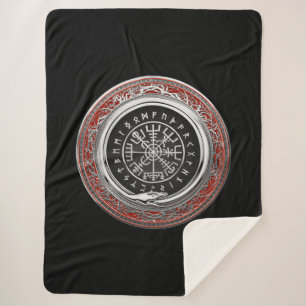 Cobertor Sherpa [220] Vegvisir - Bússola mágica virada para prata