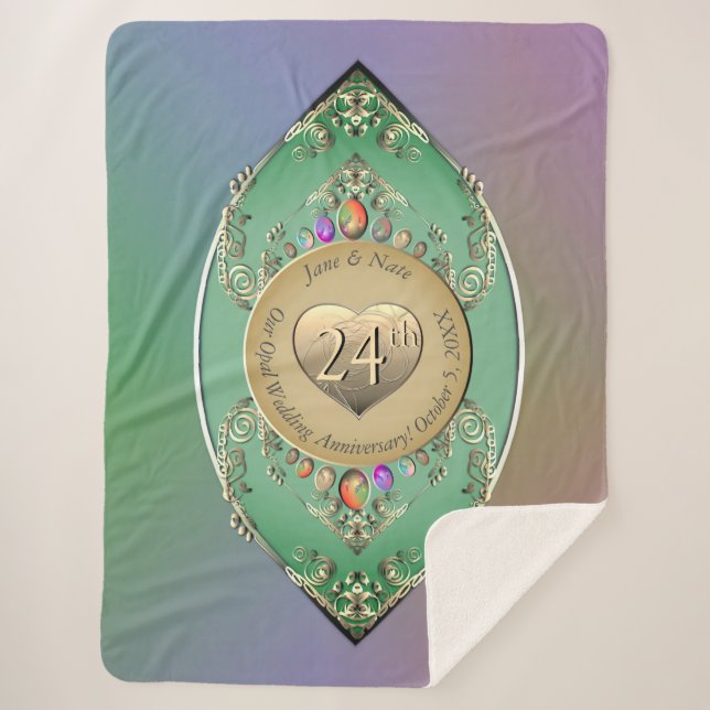 Cobertor Sherpa 24º Aniversário de Casamento com Opala   (Frente)