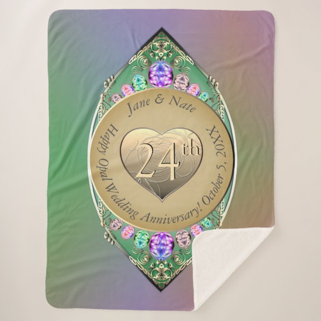 Cobertor Sherpa 24º aniversário de casamento da Opal (Frente)