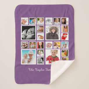 Cobertor Sherpa 24 fotografias Colagem de Fotos Personalizada