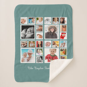 Cobertor Sherpa 24 fotografias Colagem de Fotos Personalizada