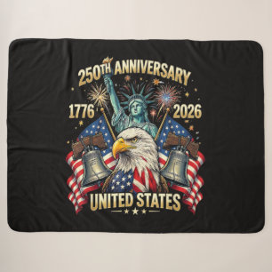 Cobertor Sherpa 250 Anos de Aniversário Americano 1776-2026 Bandei