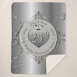 Cobertor Sherpa 25 Silver Weding Anniversário Sherpa Blanket