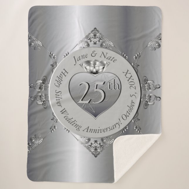 Cobertor Sherpa 25 Silver Weding Anniversário Sherpa Blanket (Frente)