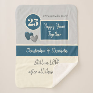 Cobertor Sherpa 25o Prata e azul do aniversário de casamento