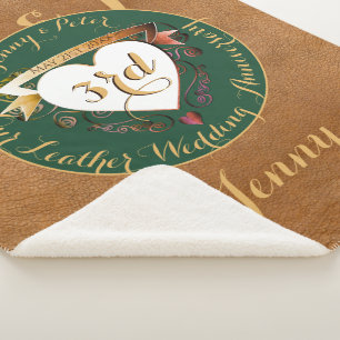 Cobertor Sherpa 3º aniversário do casamento Imagem de couro Sherpa